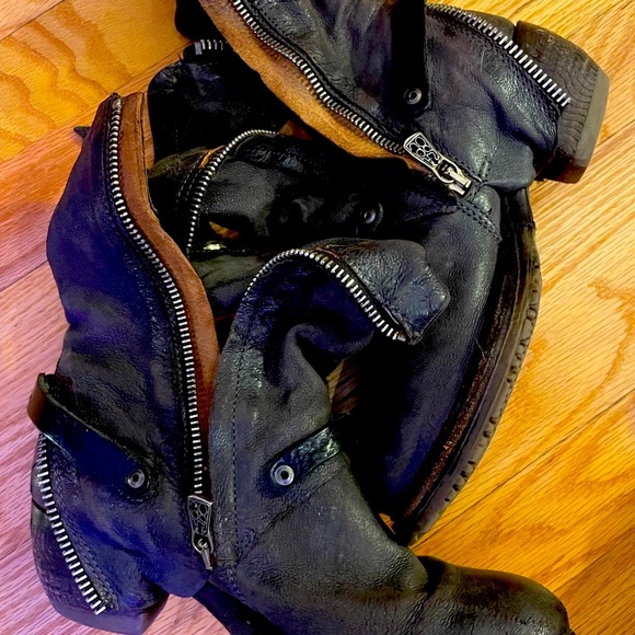 A.S. 98 Women’s Black dark brown Leather Ankle Boots with Zipper Detail size 5.5 - Picture 4 of 16